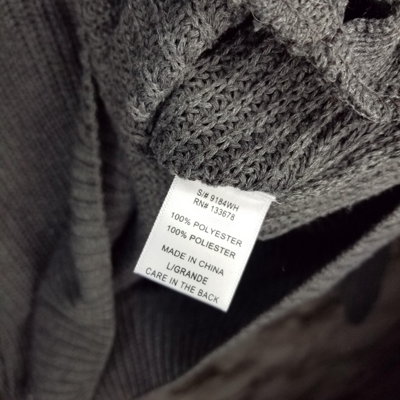 MOD Sweater Womens Large Grey Chunky Knit Lace Up - Picture 4 of 5